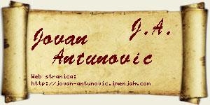 Jovan Antunović vizit kartica